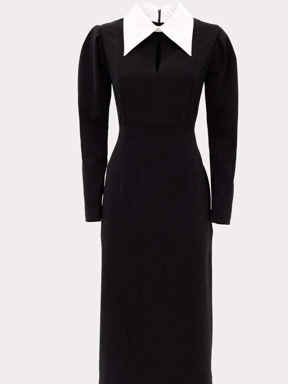 Julia Allert Black Long-Sleeve Dress with White Pointed Collar size XL